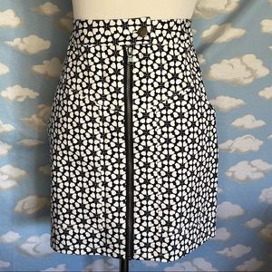 Rebecca Minkoff Marigold Mini Skirt Navy & White Geometric Floral Size 4‎